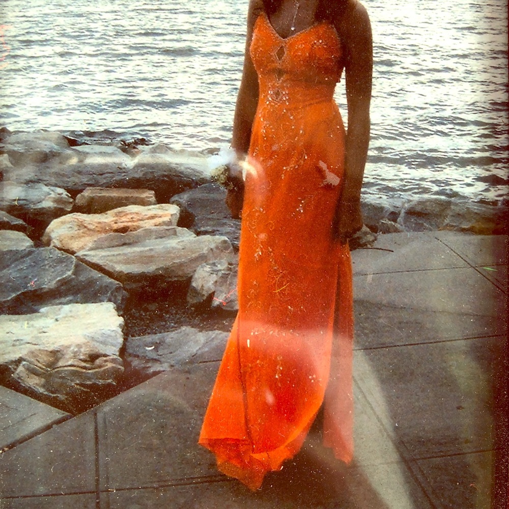 Silk prom dress- orange